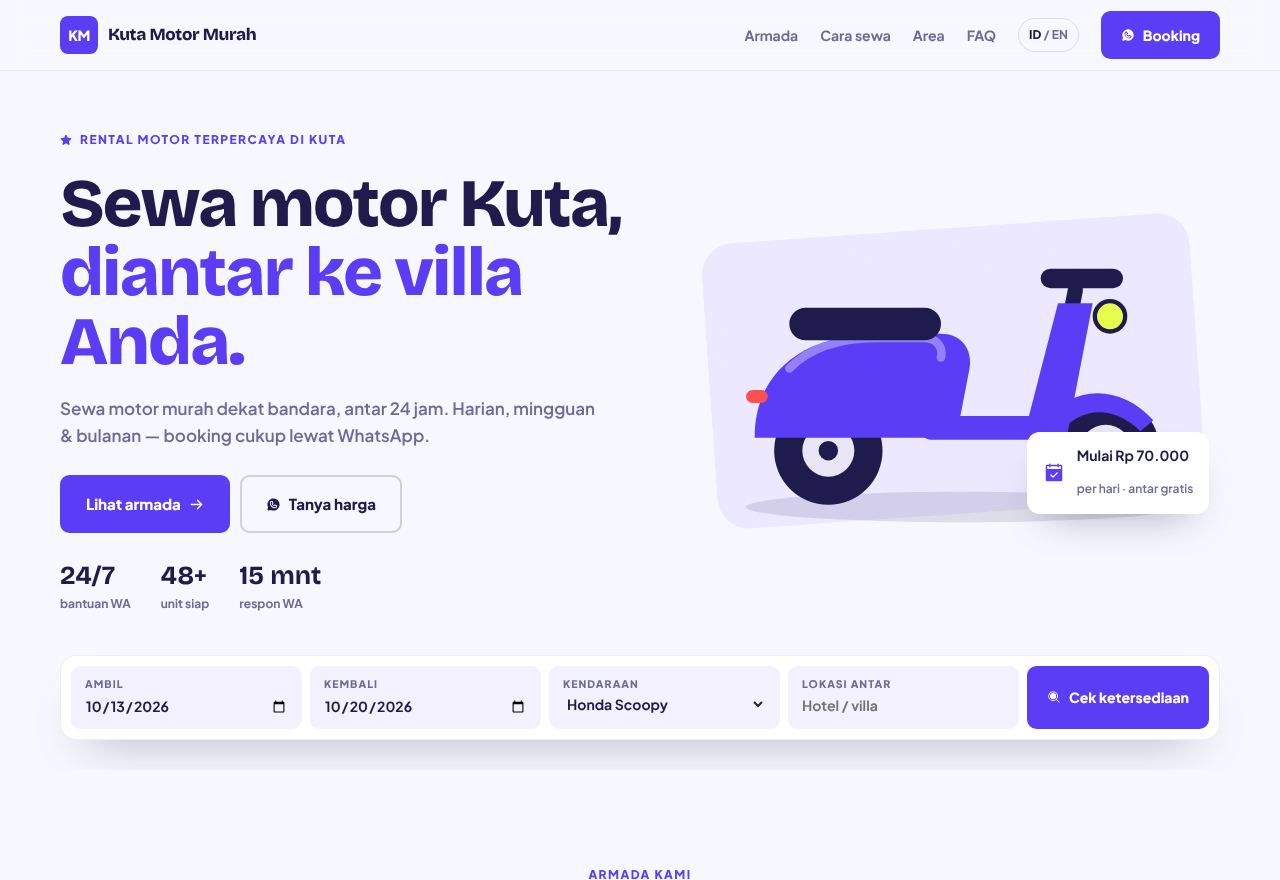 Tema website rental Kuta