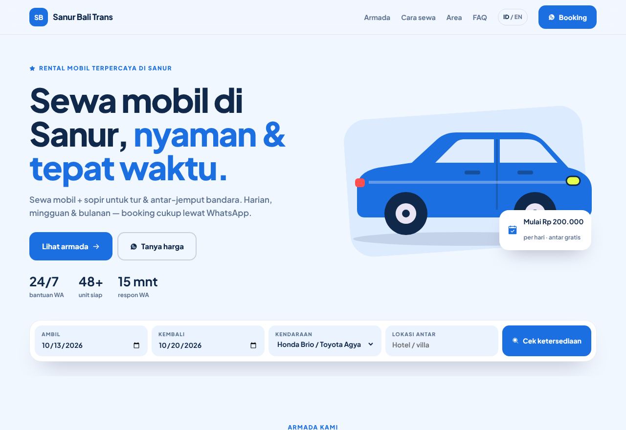 Tema website rental Sanur